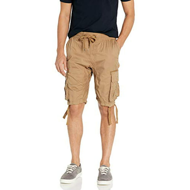 Southpole Mens Jogger Shorts with Cargo Pockets in Solid and Camo Colors